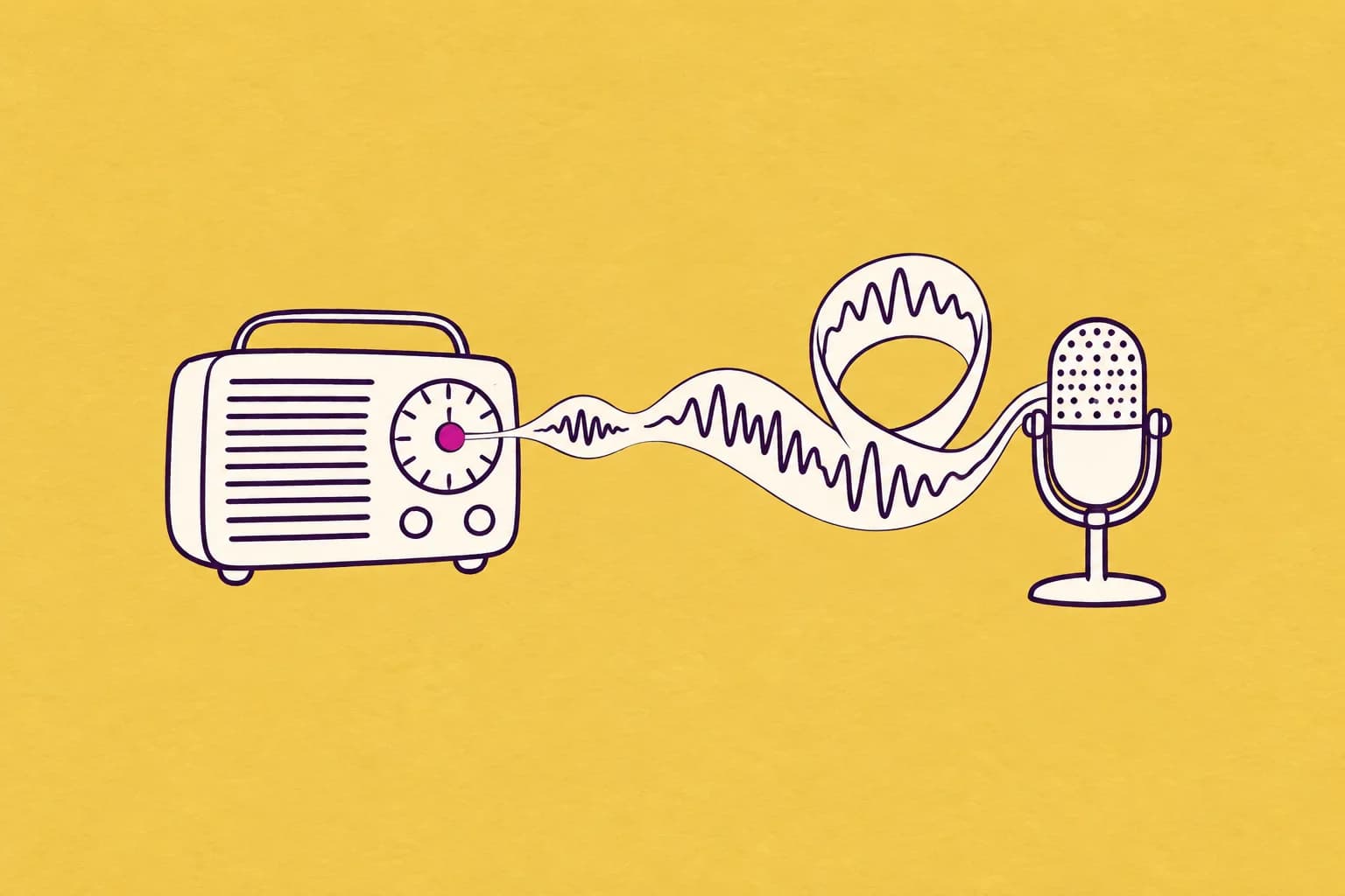A cream vintage radio with one round dial and a spare microphone beside it